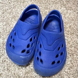 Child Blue Plastic Back Strap Summer Water Walking Shoes Size 6